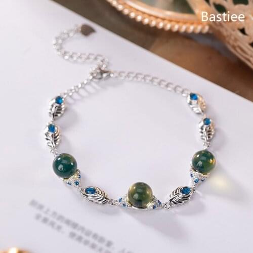 Bastiee Feather 925 Sterling Silver Bracelet For Women jewelry Mexican Amber Hmong Luxury Wedding Bracelets Natutral Stone