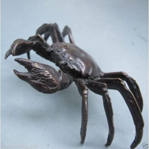 FREE SHIPPING Healing Rare Collectibles Decorated Copper Casting Crab Statue Ornament Garden Decoration 100% real Brass Bronze