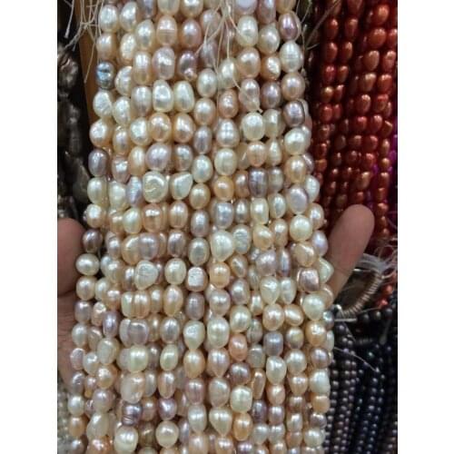 8-9mm Water White pink purple Freshwater Cultured Pearl Loose Beads 13"