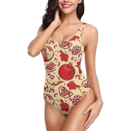One Piece Bathing Suits for Women Pomegranates Red Womens Backless Bikini Sexy Girl Summer Pool Swimwear High Waisted Bikini