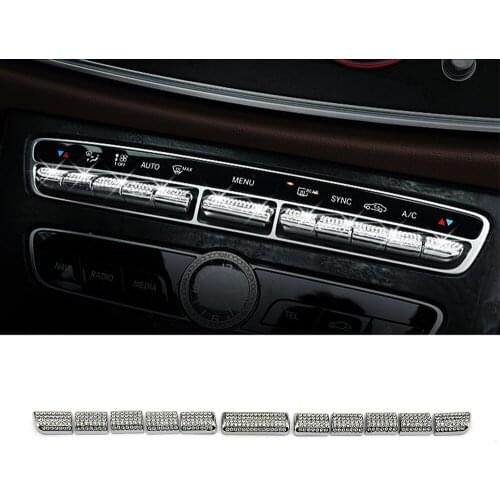 For Mercedes Benz C Class W205 2015-2018 Central Console Air Condition AC Adjust Button Switch Refit Crystal Diamond Decal Trim