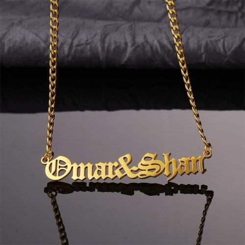 Personalized Custom Couple Models 3mm Cuban Chain Gold Stainless Steel Name Necklaces for Women Men Nameplate Pendant Jewelry