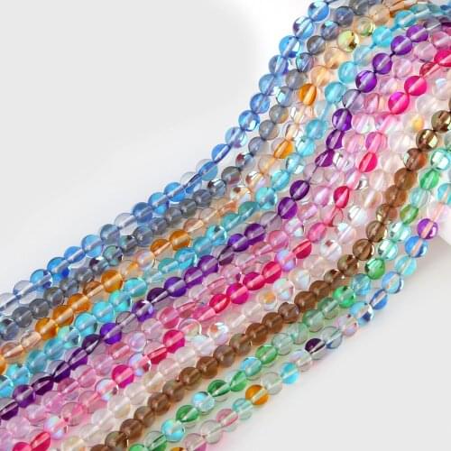 6mm 8mm 10mm Colorful Crystal Glass Beads Round Loose Spacer Beads For Jewelry Making DIY Necklace & Bracelet