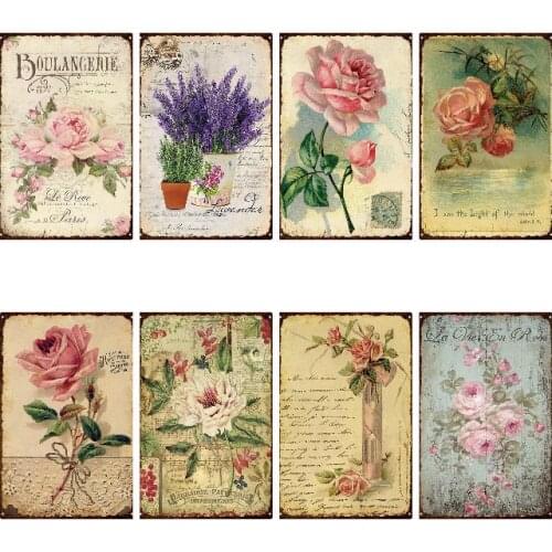 Flower Vintage Tin Sign Metal Sign Decorative Plaque Garden Living Room Kitchen Cafe Decor Wall Decoration