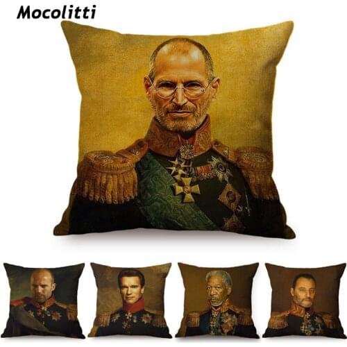 Military Generals Oil Painting Art Decorative Throw Pillow Case Celebrity Star General Costume Design Bedroom Sofa Cushion Cover