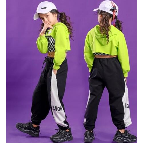 Kids Festival Hip Hop Clothing Outfits Hoodie Sweatshirt Crop Top T Shirt Tank top Casual Pants Girls Jazz Dance Costume Clothes
