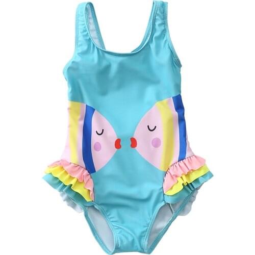 Kids Baby Girls Swimsuit 2021 Summer Bikini Children Swimwear Printed Backless Girls Beachwear Toddler Kids Swim Wear
