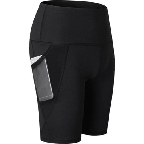 Women High Waist Yoga Shorts Running Gym Fitness Quick Dry Elastic Pants With Mesh Pocket Summer Outdoor Sports Shorts