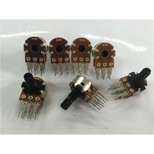 10pcs 148-type Dual potentiometer B20K B100K / plastic handle length 15MM Flower / wiring foot length 10MM