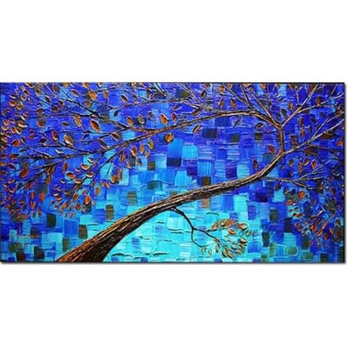 New Design Rich Tree Picture Art Handmade Palette Knife Decorative Abstract Tree Oil Painting Unframed Wall Hangings Canvas Art