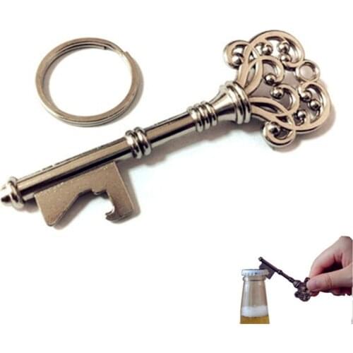 Key Shaped Bottle Opener Keychain Shaped Zinc Alloy Copper Silver Color Key Ring Beer Bottle Opener Unique Creative Gift