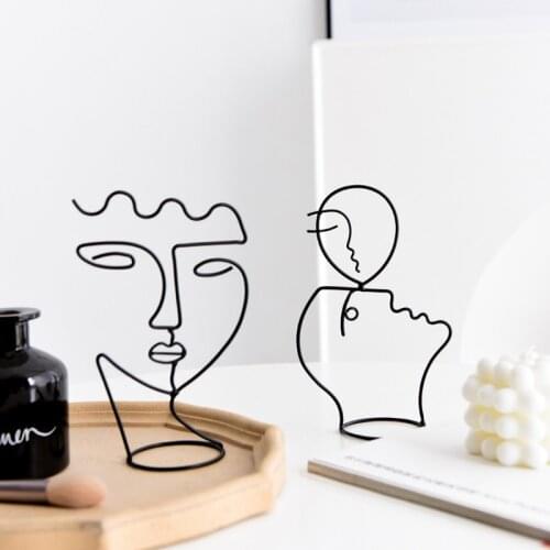 Creative Nordic Decoration Metal Figure Face Home Decor Abstract Figure Art Ornament Statue Living Room Bedroom Ornament