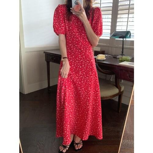 Summer Printing Maxi Dresses for Women Casual A-Line Short Sleeve Dress with Belt YOU479