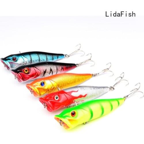 LIDAFISH Brand 95mm 12g Popper Hard Lures Wobblers For Pike Black Minnow Lures Real 3D Eye Fishing Tackle
