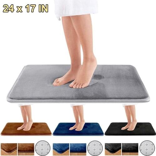 Memory Foam Bathroom Floor Shower Mat Rug Non-slip Strong Absorbent Shower Rug 24*17 inch