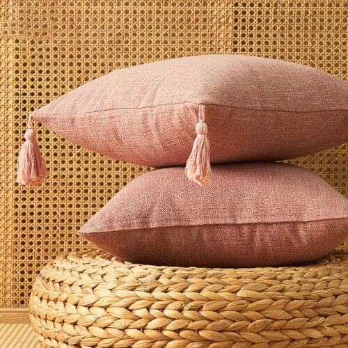 Mimallism Solid Color Cushion Cover for Living Room Pillowcase Throw Pillow Covers Home Decor with Tassels Quality Fabric Sofa