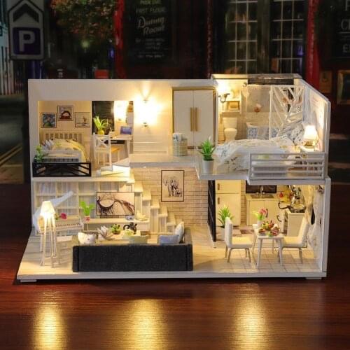 DIY Wooden Miniature DollHouse ChildrenS Building Model Gift Toy Birthday Elegant House I2E5