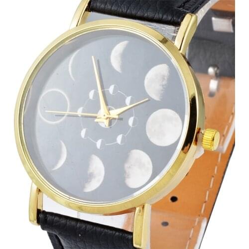 Fashion Moon Photo Starry Sky Space Watch Unisex watch Women Men Wristwatch Little Star leather Wristwatch relogio masculino