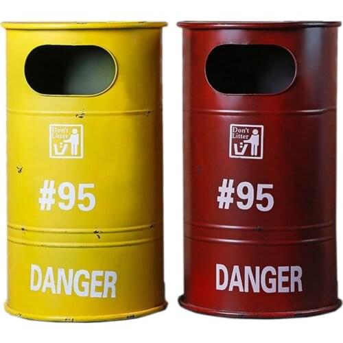 American Retro Waste Bins Metal Large Trash Can Industrial Decor Iron Bar Storage Bucket Cafe Restaurant Decoration Gift Ideas