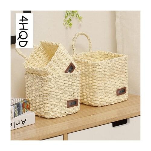 Desktop Storage Basket Japanese Style Small Hanging Basket Dormitory Bathroom Storage Box Paper Rope Weaving Key Basket