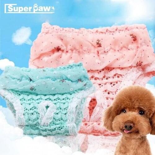 New Lovely Chiffon Female Pet Dog Puppy Briefs Physiological Sanitary Shorts Pants Washable Dogs Pets Trousers Underwear Diaper