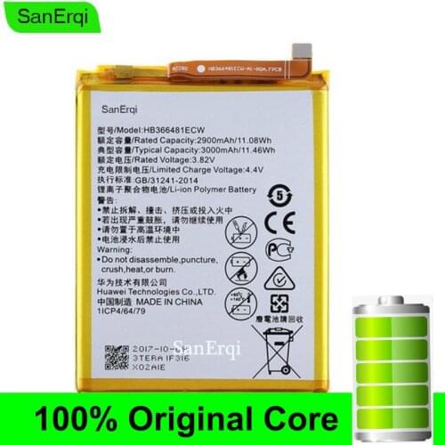 SanErqi New Tested For Huawei P9 Battery 2900mAh HB366481ECW replacement Backup Battery