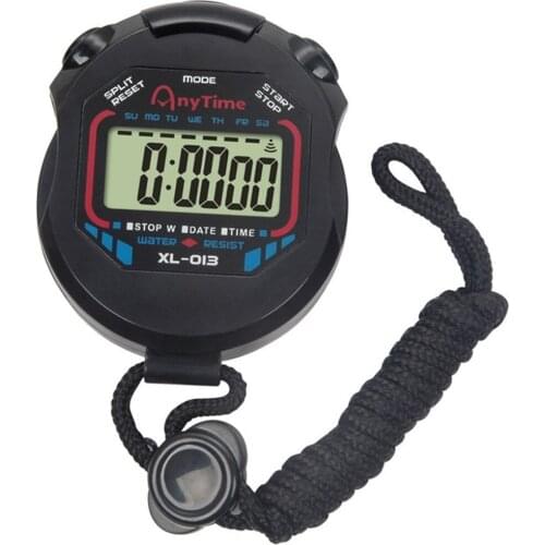 Handheld Digital Sports Counter Chronograph Timer Waterproof Alarm Stopwatch for Football Basketball Running Swimming Fitness