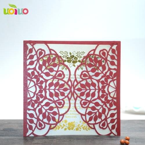 Made in china beautiful leave wedding gift invitation card personalize lace wedding invitations for sale