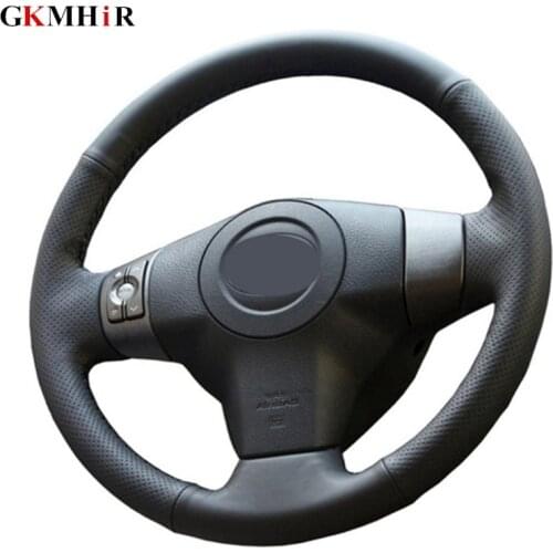 DIY Artificial Leather Hand-Stitched Black Car Steering Wheel Cover for Toyota Yaris Vios RAV4 2006-2009 Scion XB 2008