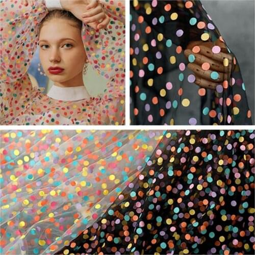 50*160cm/piece Color Polka Dot Mesh Lace Fabrics DIY Sewing Summer Dress Hairpin Skirt Baby Clothes Curtain Decorative Fabric