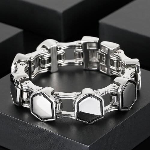 Jewels Store 21mm Wide Heavy Hand Chain Stainless Steel Polished Mens Stainless Steel Bracelet New For Man JS49364-D