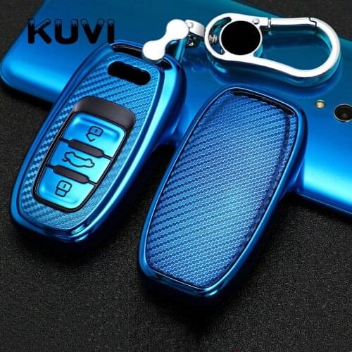 Carbon Fiber TPU Car Key Cover Fob Case Shell For Audi A1 A3 A4 A5 A6 A7 A8 Quattro Q3 Q5 Q7 2009 2010 2011 2012 2013 2014 2015