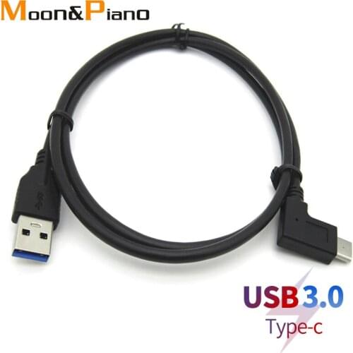 USB3.0 Data Cables 5V2A Fast Charging Type-c 90 Degree Elbow Cable 1m Black Wire For Mobile Phone Laptop Tablet