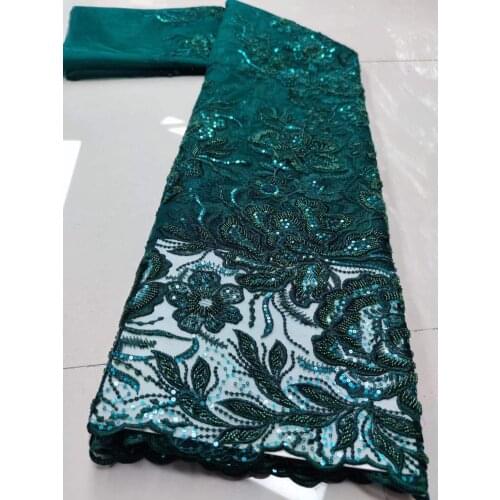High Quality 2021 French Tulle Mesh Lace African Fabric with Sequins Nigerian Sequence Lace Fabric for Party Wedding j2119