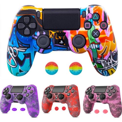 ZOMTOP Silicone Camo Protective Skin Case for Sony Dualshock 4 PS4 DS4 Pro Slim Controller Thumb Grips Joystick Caps Accessories