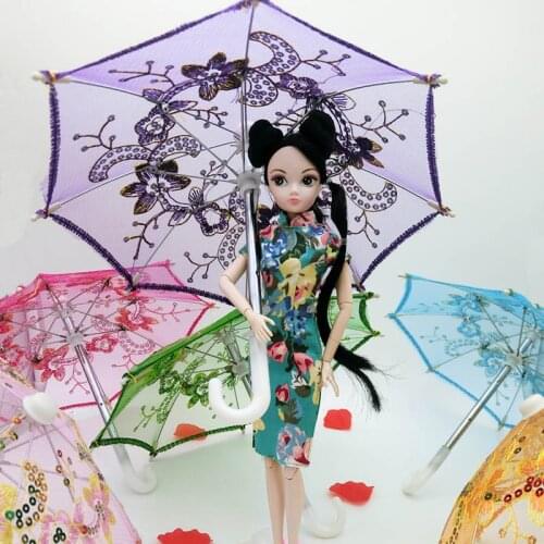 Doll Accessories Handmade Umbrella For Barbie Dolls House Decoration Transparent Gauze Random Color Girl Birthday Christmas Gift