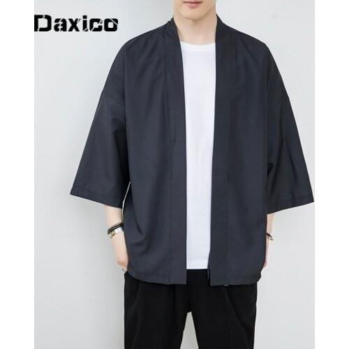 Plus Size Kimono Men Japanese Yukata Cardigan Haori Obi Summer Beach Suncrean Shirt Traditional Asian Clothes Karate Blouse