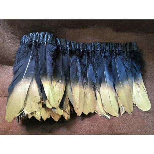 Gold Tip Goose Feather Fringe Trim Hand Painted