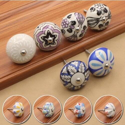 1Pc Modern Simplicity Ceramic Drawer Knobs Wardrobe Cabinets Dressing Table Handles Mediterranean Furniture Handle Hardware