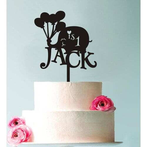 1st Elephant Birthday Cake Topper, First Birthday Cake Topper elephant, Happy birthday cake topper, Wooden Birthday Cake Topper