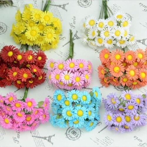 10pcs/lot Mini Daisy Artificial Flower Fake Bouquet Multicolor DIY Stamen Wedding Decorations, Vase Crafts