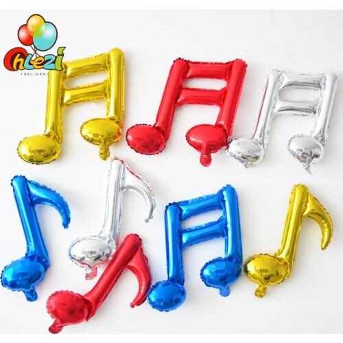 10pcs Music Symbol Balloons Single Eighth Note Double 16th Note Foil Ball Graduation Ceremony Wedding Birthday Party Decoration