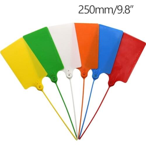 100Pcs Custom Logo Tag Labels Plastic Security Seals Self Locking for Logistics Container Truck Fire Extinguisher 250mm/9.8"