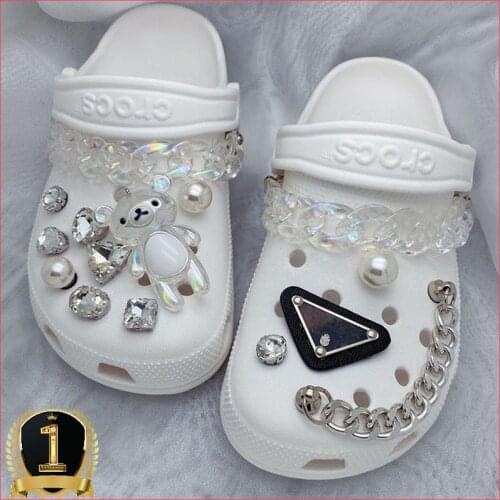 15pcs Rhinestone Bear Croc Charms Designer DIY Shoe Decoration Charm for Croc JIBS Clogs Children Kids Women Girls Gifts