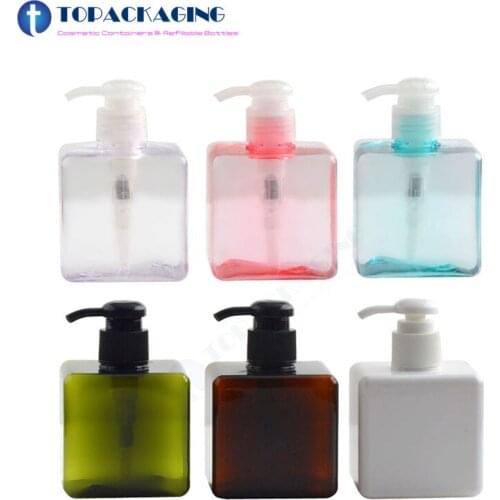 20PCS*250ML Lotion Pump Bottle Square Plastic Refillable Shampoo Packing Empty Cosmetic Container Shower Gel Essence Oil Sample