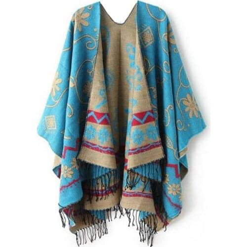 2021 New Autumn Winter Women Outwear Oversized Knitted Cashmere Poncho Capes Duplex Shawl Cardigans Sweater Coat Sueter