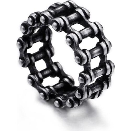 316L Stainless Steel Handmade Buddha Ring Unisex Biker Ring Punk European Style Men Chain Rings To Female Jewelry Wholesale