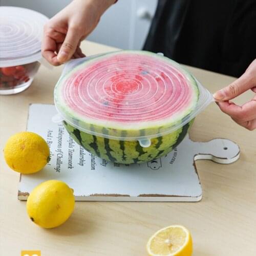 6Pcs/Set Food Silicone Cover Cap Universal Silicone Lids For Cookware Bowl Reusable Stretch Lids Kitchen Accessories