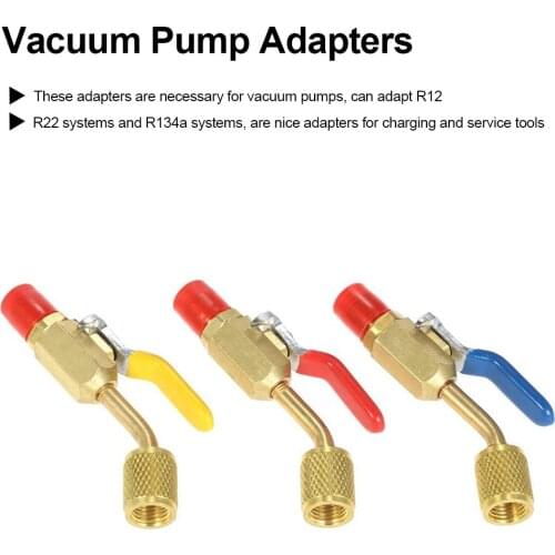 6PCS Air Condition Refrigerant Angled Compact Ball Valve 1/4 inches for R410A R134A R12 R22 AC HVAC HVAC Vacuum Adapter