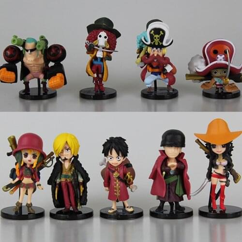 7cm 9pcs/set Anime One Piece Monkey D Luffy Sanji Zoro Nami Robin Chopper Usopp Franky Brook Mini Q Version Cute Model